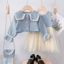 Vestido tule+cardingan+bolsa